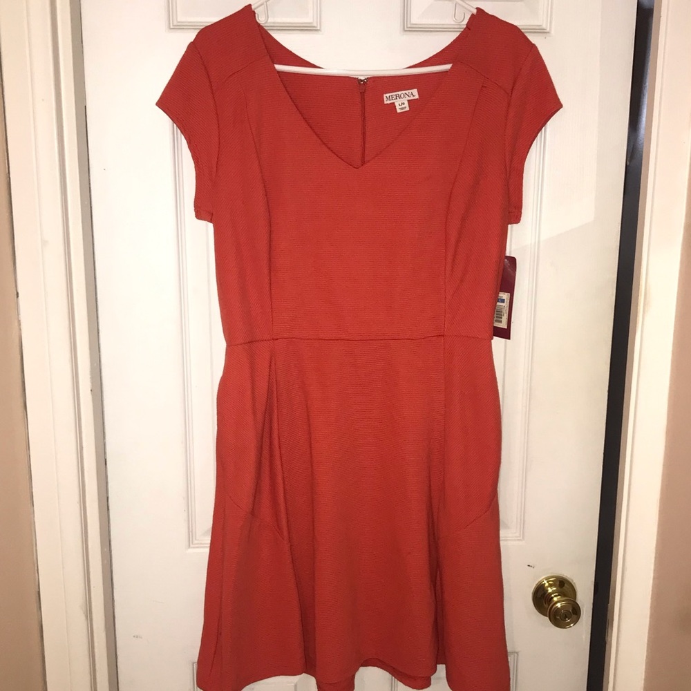 Orange v- neck dress, Merona- Target brand, L